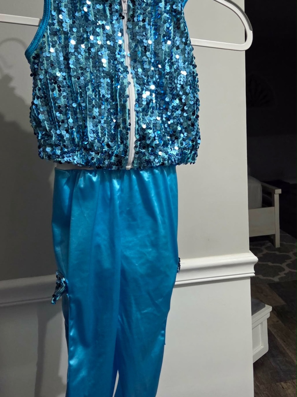 Blue Sequin Kids Costume Vest and Pants